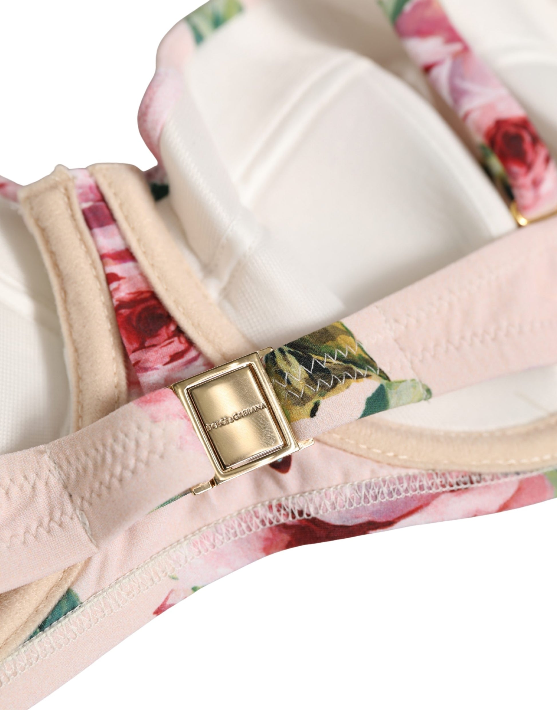 Dolce & Gabbana Pink Floral Print Underwire Beachwear Bikini Top Dolce & Gabbana