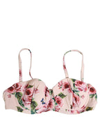 Dolce & Gabbana Pink Floral Print Underwire Beachwear Bikini Top Dolce & Gabbana