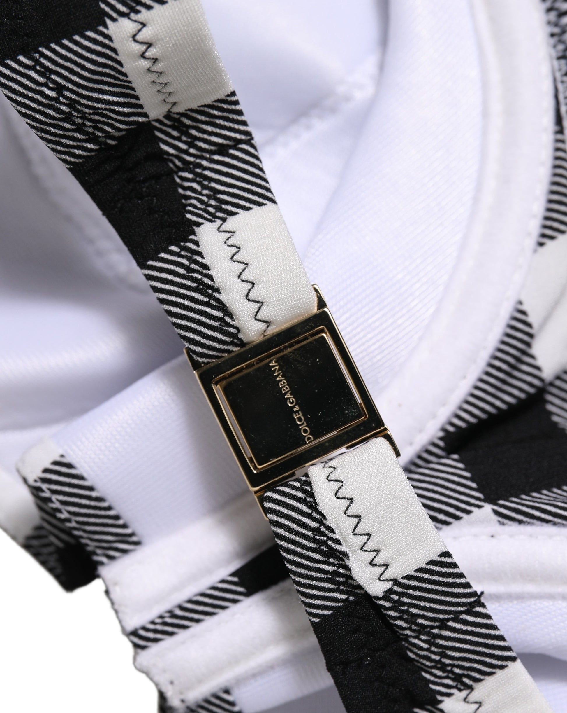 Dolce & Gabbana Black White Gingham Check Beachwear Bikini Top Dolce & Gabbana