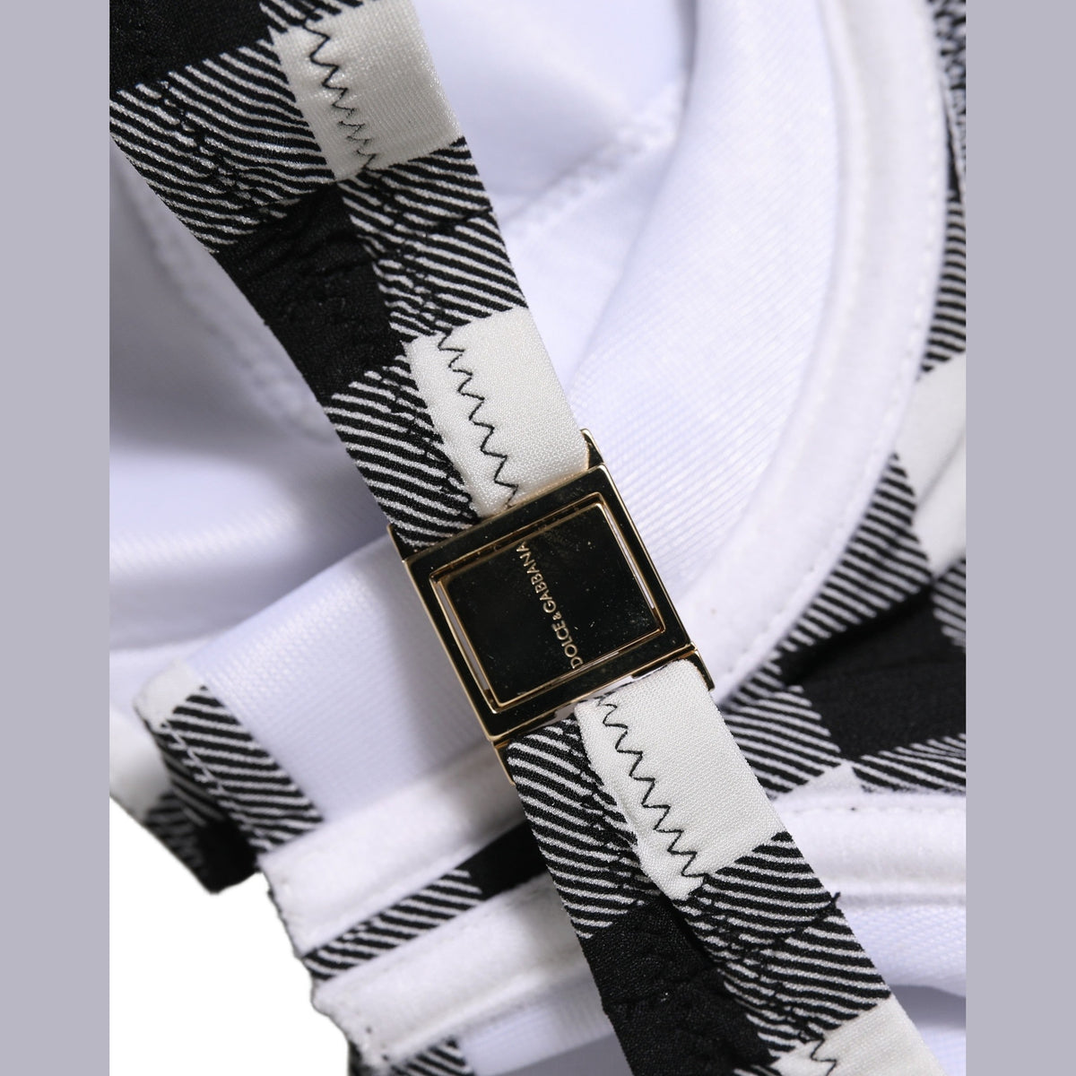 Dolce & Gabbana Black White Gingham Check Beachwear Bikini Top Dolce & Gabbana