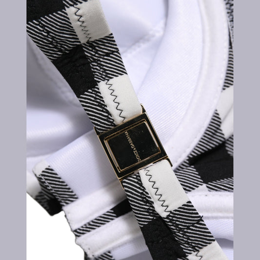 Dolce & Gabbana Black White Gingham Check Beachwear Bikini Top Dolce & Gabbana