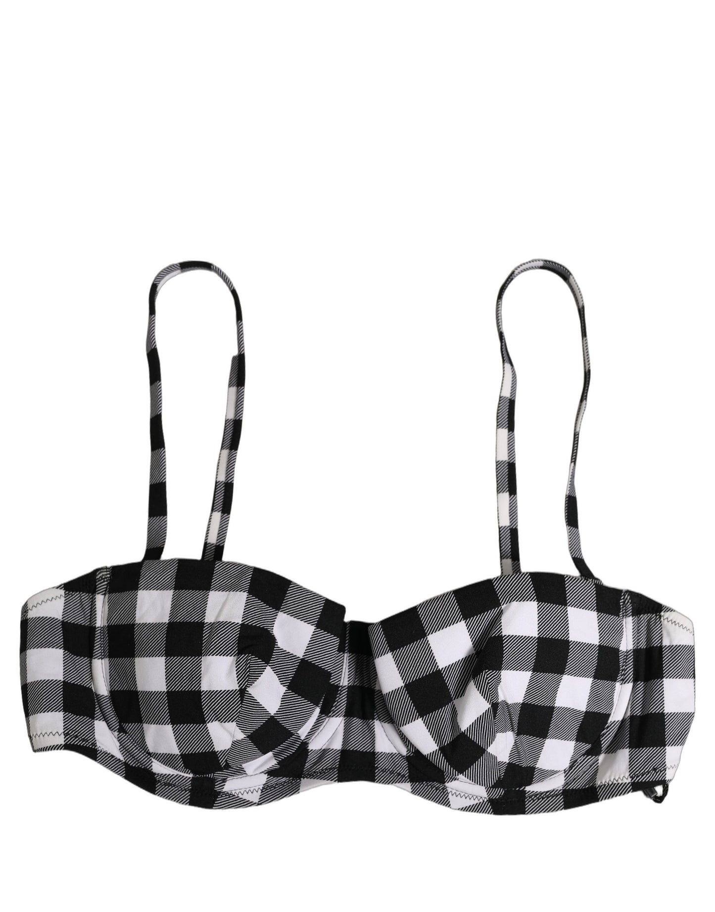 Dolce & Gabbana Black White Gingham Check Beachwear Bikini Top Dolce & Gabbana
