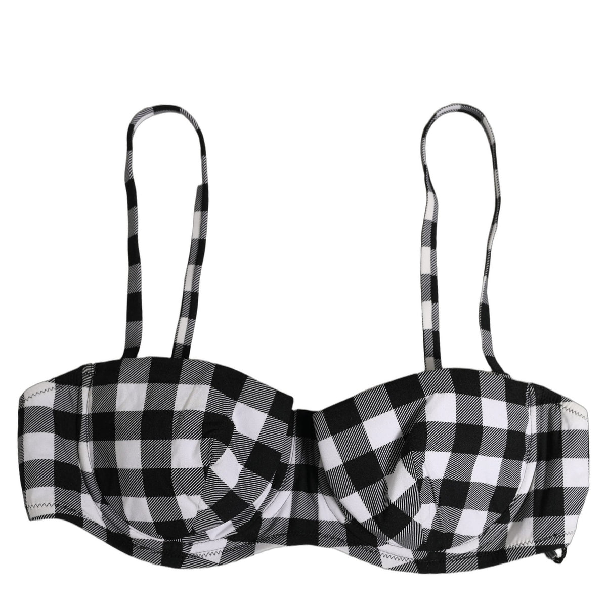 Dolce & Gabbana Black White Gingham Check Beachwear Bikini Top Dolce & Gabbana