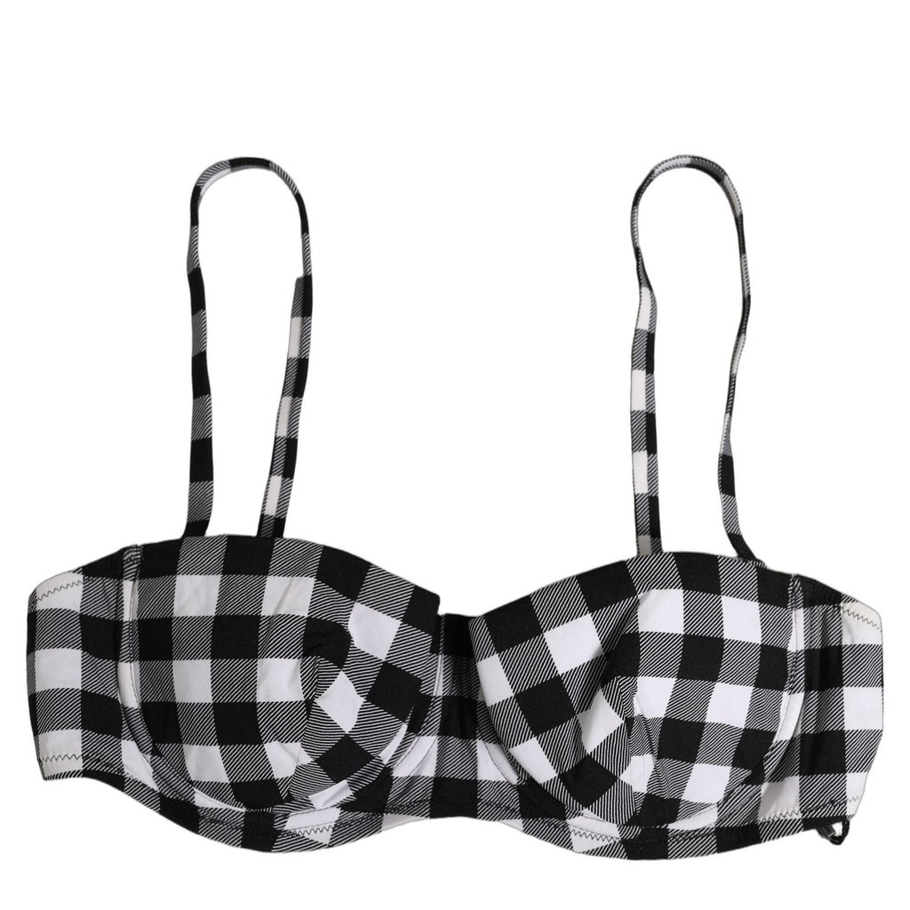 Dolce & Gabbana Black White Gingham Check Beachwear Bikini Top Dolce & Gabbana