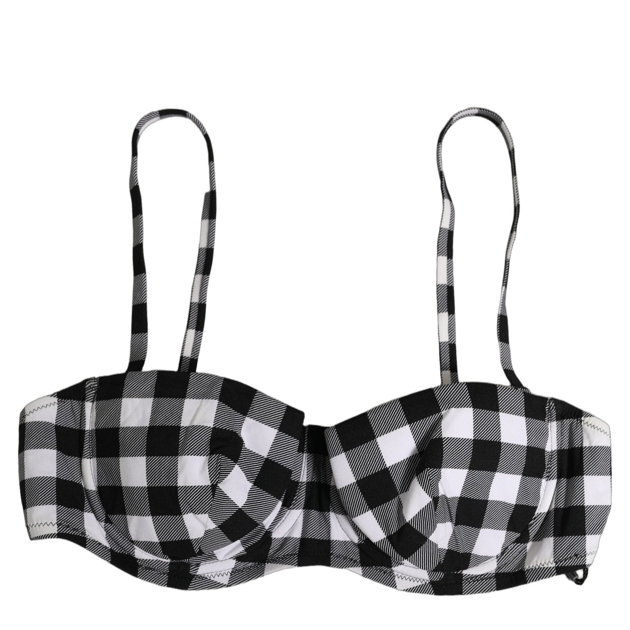 Dolce & Gabbana Black White Gingham Check Beachwear Bikini Top Dolce & Gabbana