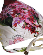 Dolce & Gabbana White Floral Print Triangle Beachwear Bikini Top Dolce & Gabbana
