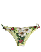 Dolce & Gabbana Yellow Floral Print Nylon Beachwear Bikini Bottom Dolce & Gabbana