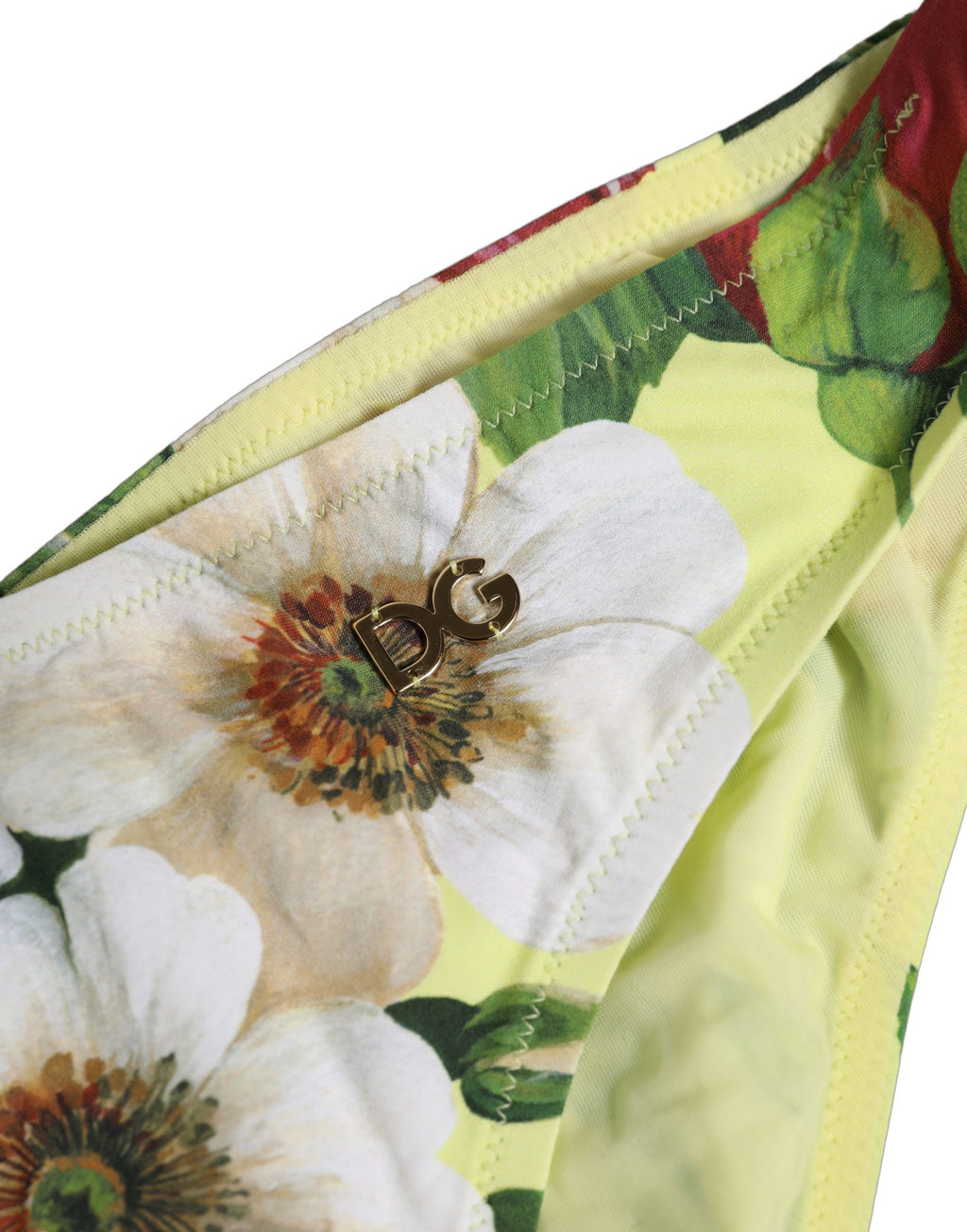 Dolce & Gabbana Yellow Floral Print Nylon Beachwear Bikini Bottom Dolce & Gabbana