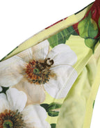 Dolce & Gabbana Yellow Floral Print Nylon Beachwear Bikini Bottom Dolce & Gabbana
