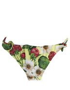 Dolce & Gabbana Yellow Floral Print Nylon Beachwear Bikini Bottom Dolce & Gabbana