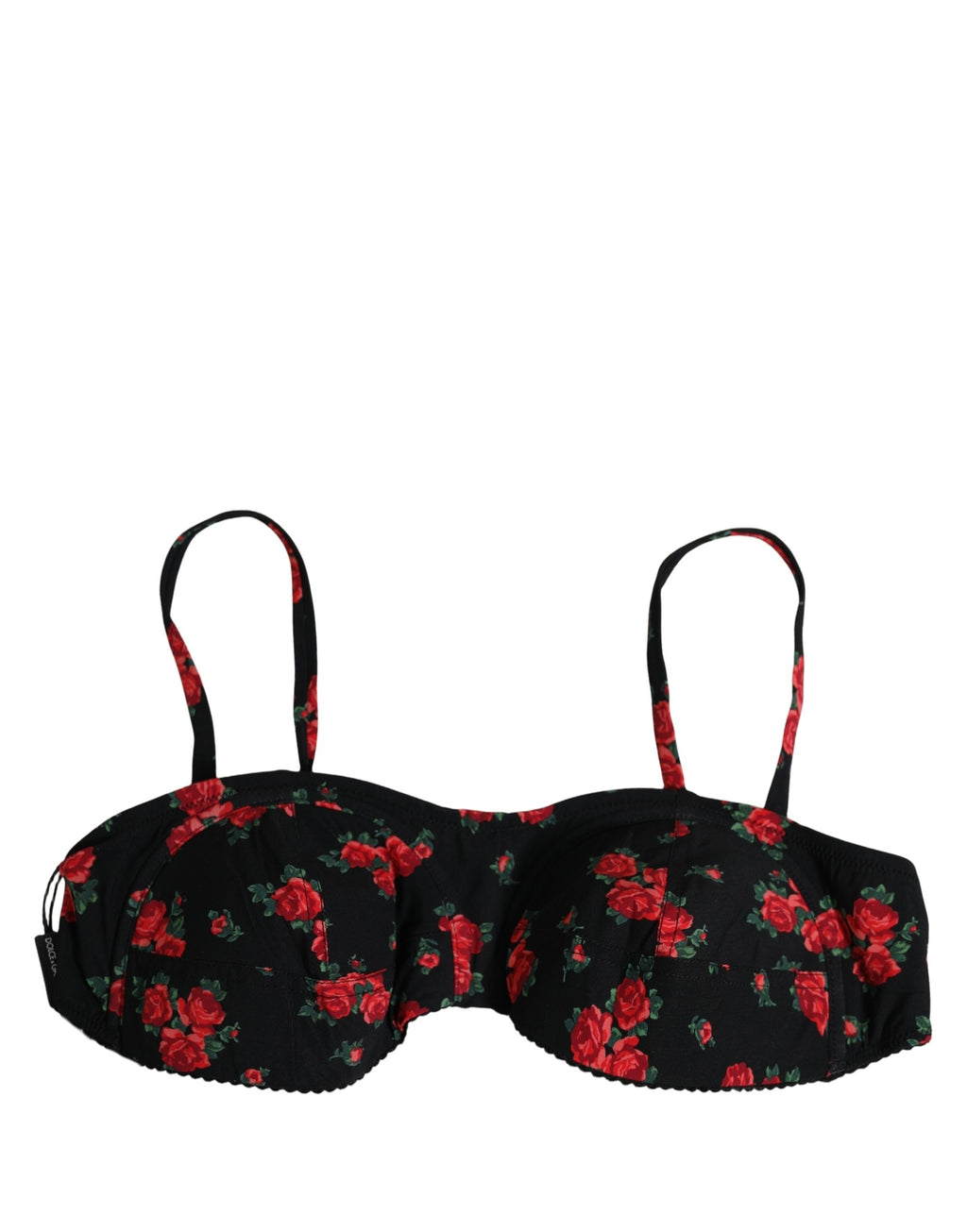 Dolce & Gabbana Black Floral Print Underwire Beachwear Bikini Top Dolce & Gabbana