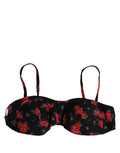 Dolce & Gabbana Black Floral Print Underwire Beachwear Bikini Top Dolce & Gabbana