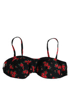 Dolce & Gabbana Black Floral Print Underwire Beachwear Bikini Top Dolce & Gabbana