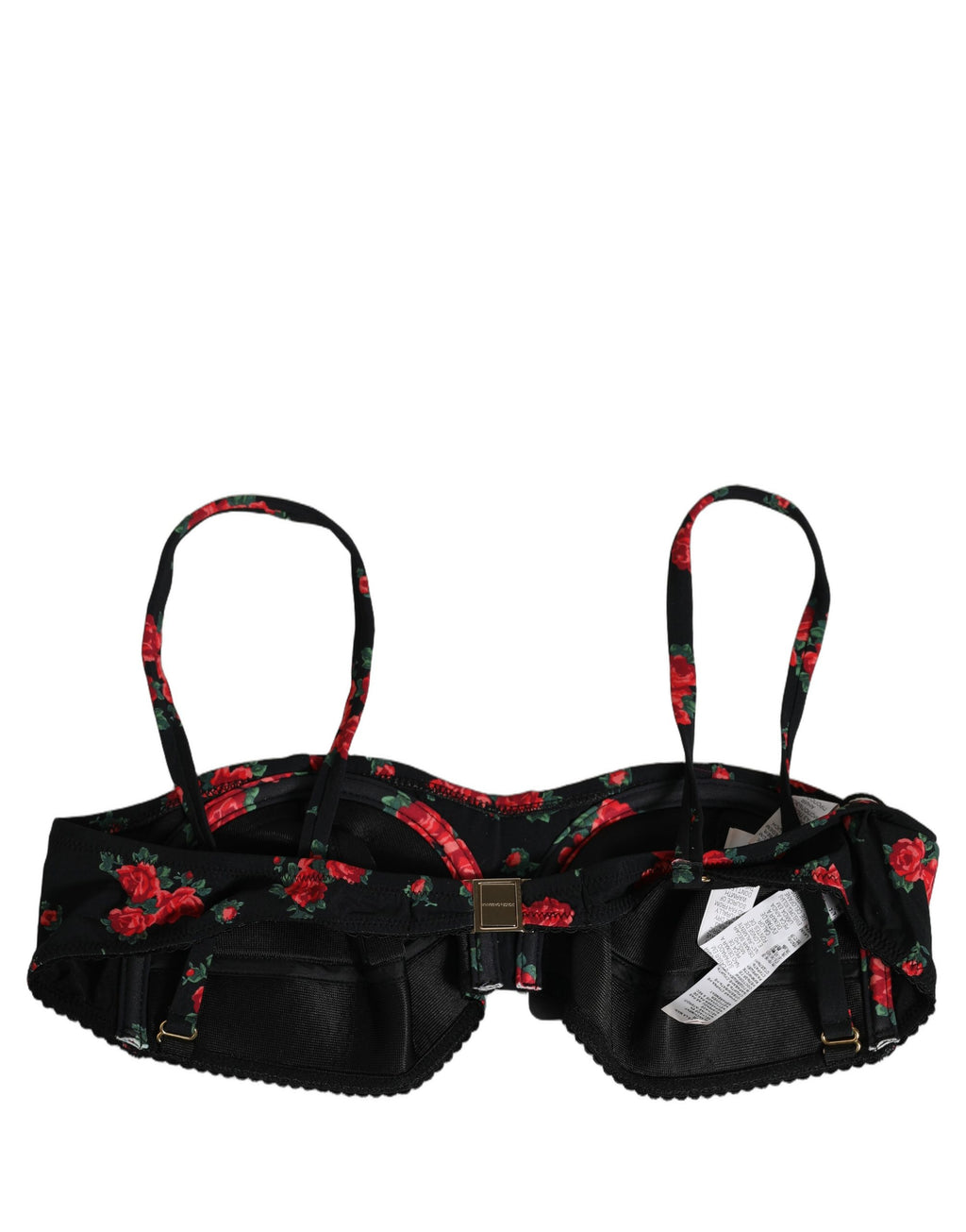 Dolce & Gabbana Black Floral Print Underwire Beachwear Bikini Top Dolce & Gabbana