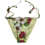 Dolce & Gabbana Yellow Floral Print Nylon Beachwear Bikini Bottom Dolce & Gabbana