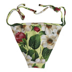 Dolce & Gabbana Yellow Floral Print Nylon Beachwear Bikini Bottom Dolce & Gabbana