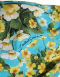 Dolce & Gabbana Blue Floral Print Nylon Beachwear Bikini Bottom Dolce & Gabbana