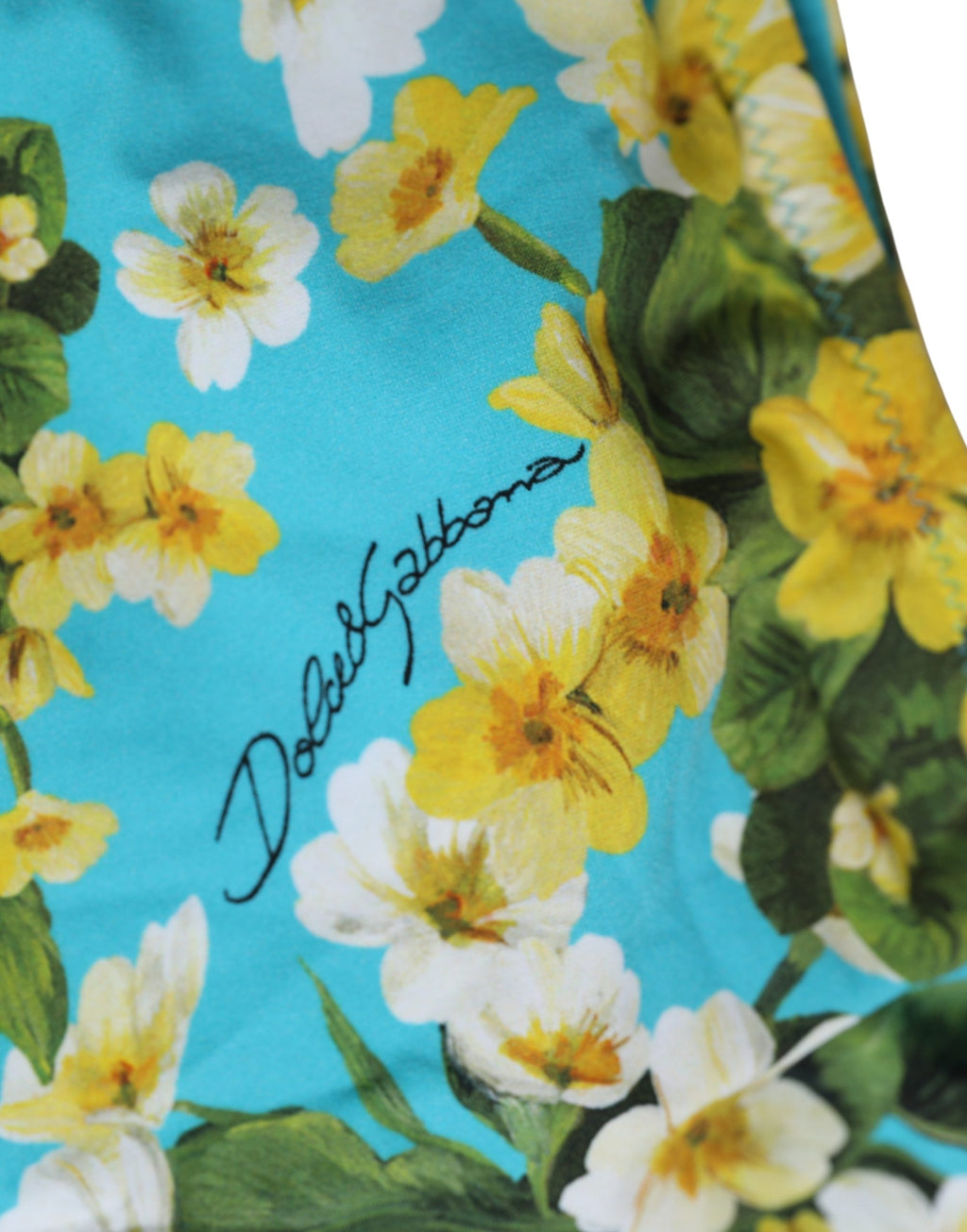 Dolce & Gabbana Blue Floral Print Nylon Beachwear Bikini Bottom Dolce & Gabbana