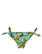 Dolce & Gabbana Blue Floral Print Nylon Beachwear Bikini Bottom Dolce & Gabbana
