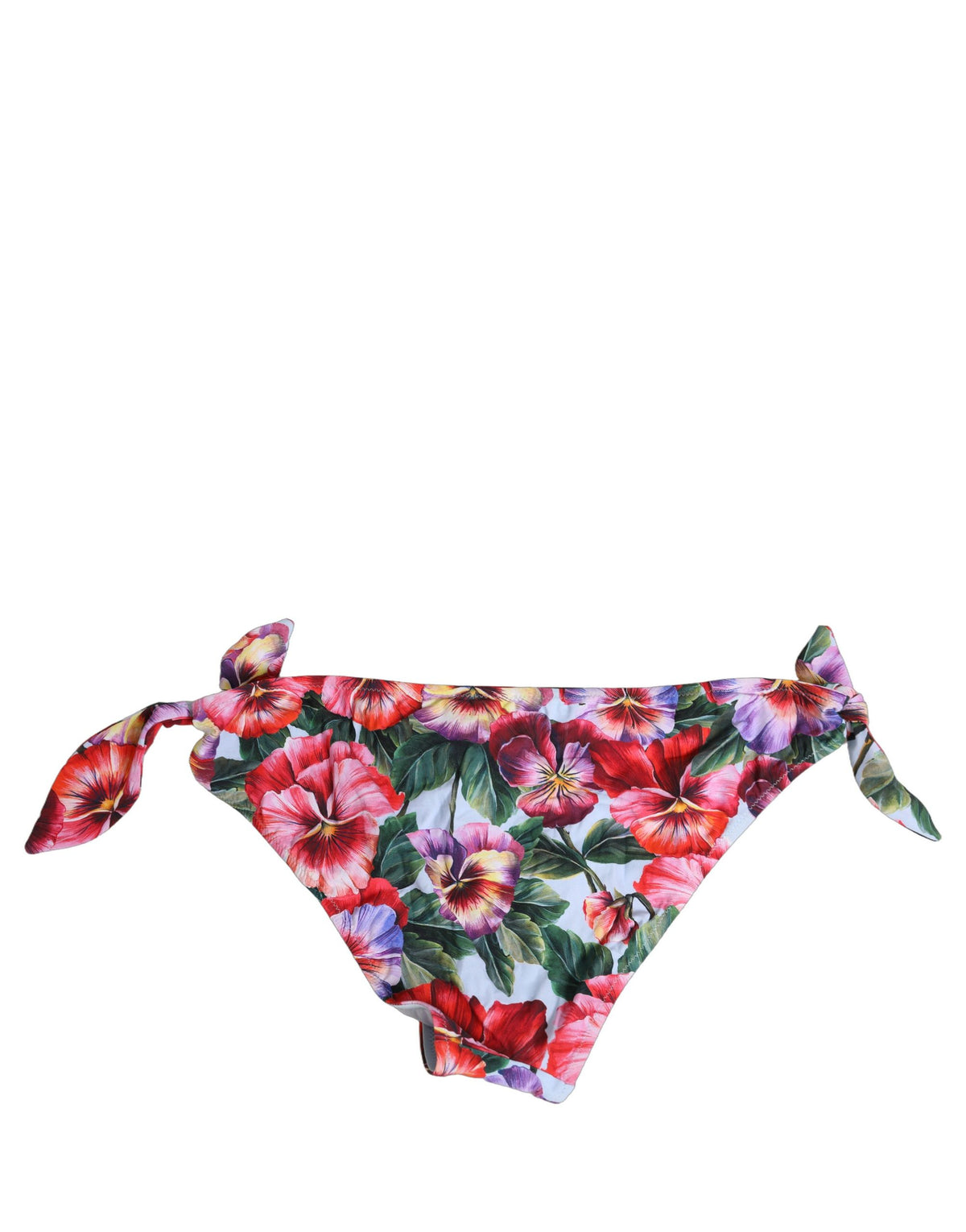 Dolce & Gabbana White Floral Print Nylon Beachwear Bikini Bottom Dolce & Gabbana