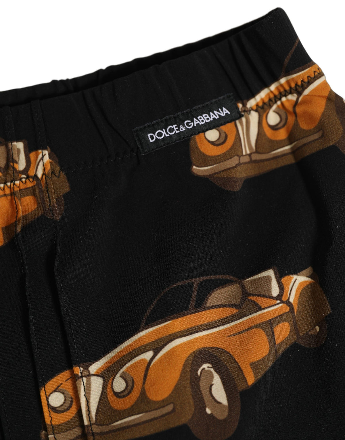 Dolce & Gabbana Black Car Print Swim Trunk Beachwear Swimwear Dolce & Gabbana