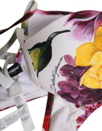 Dolce & Gabbana White Floral Print Nylon Beachwear Bikini Top Dolce & Gabbana