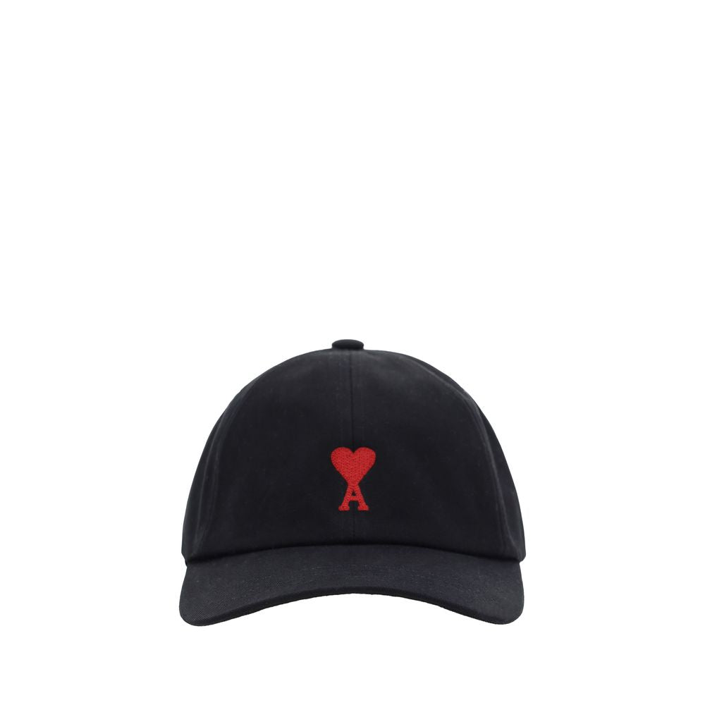 Ami Paris Black Cotton Cap Baseball Hat Ami Paris