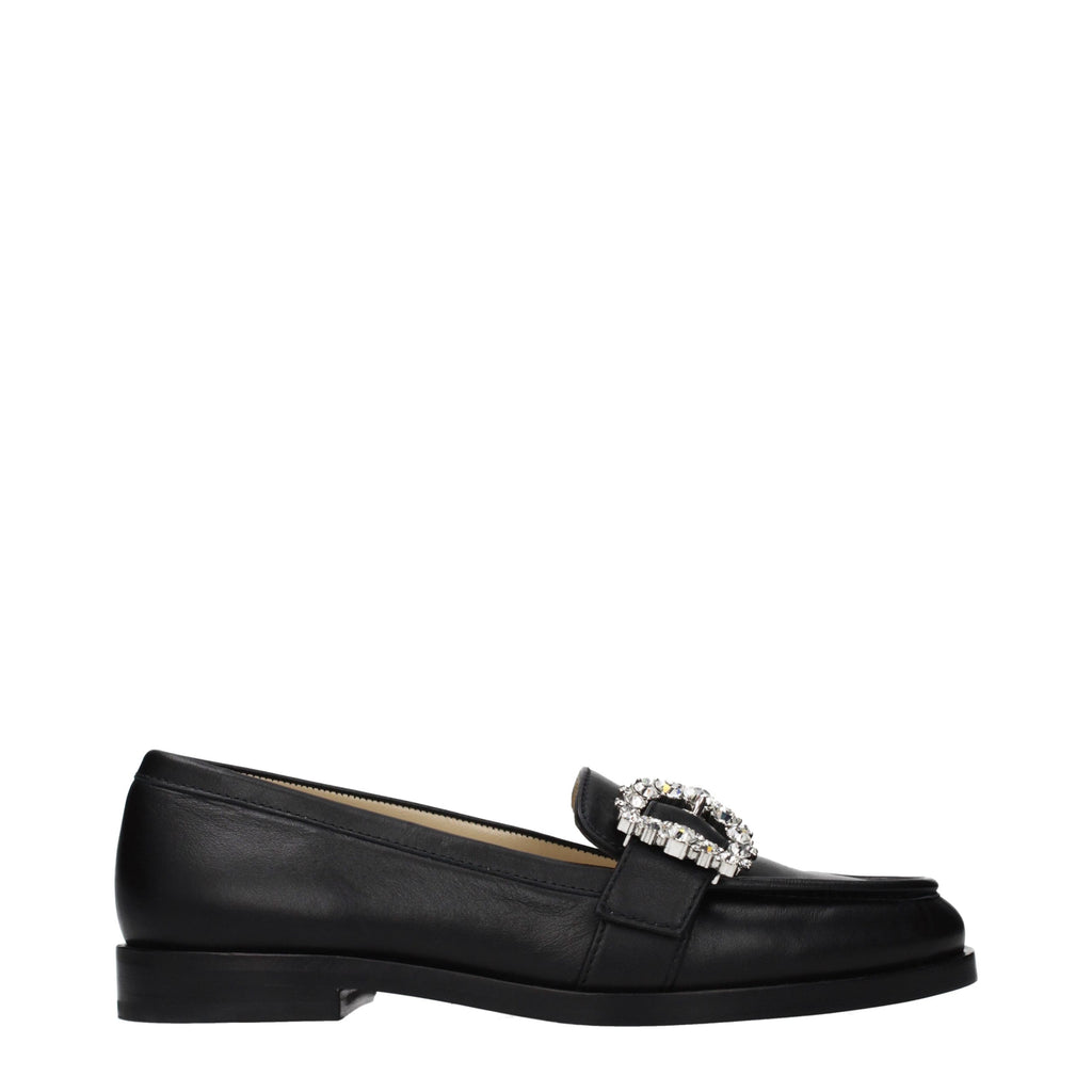Jimmy Choo Black Leather Slip-On Loafers Jimmy Choo