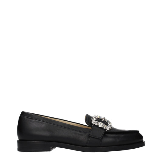 Jimmy Choo Black Leather Slip-On Loafers Jimmy Choo