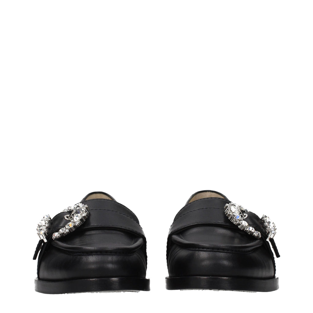 Jimmy Choo Black Leather Slip-On Loafers Jimmy Choo