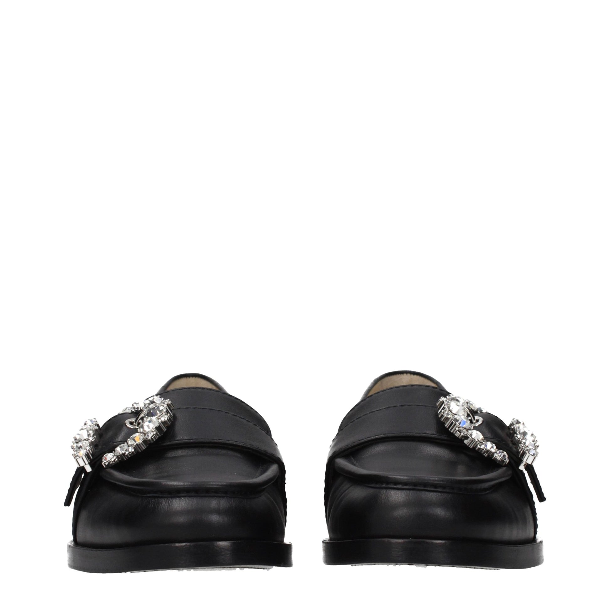 Jimmy Choo Black Leather Slip-On Loafers Jimmy Choo