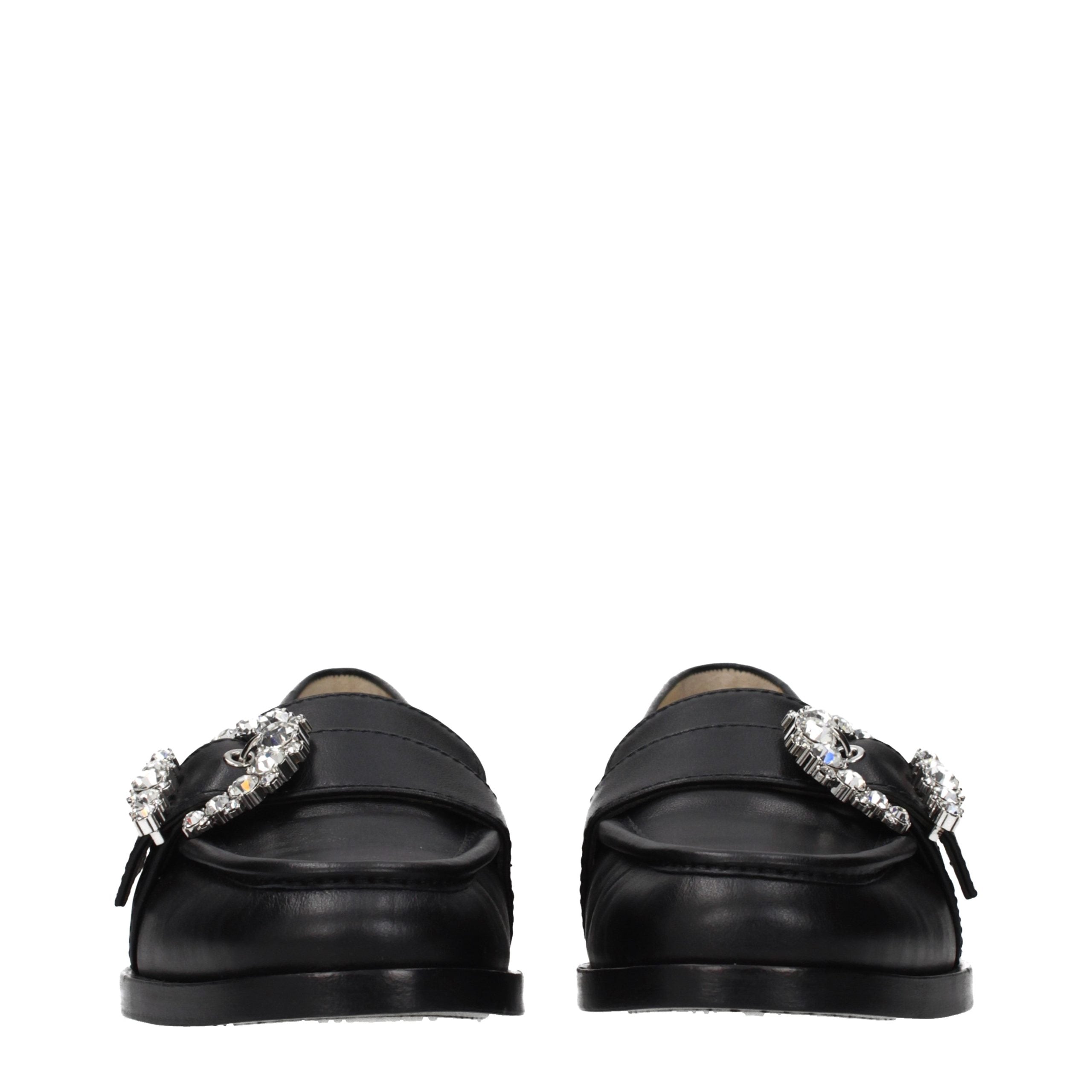 Jimmy Choo Black Leather Slip-On Loafers Jimmy Choo