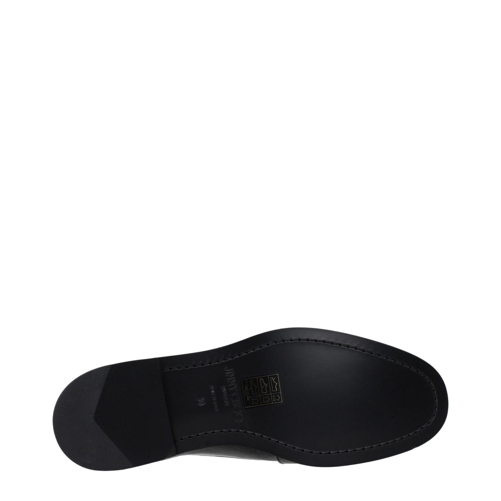 Jimmy Choo Black Leather Slip-On Loafers Jimmy Choo