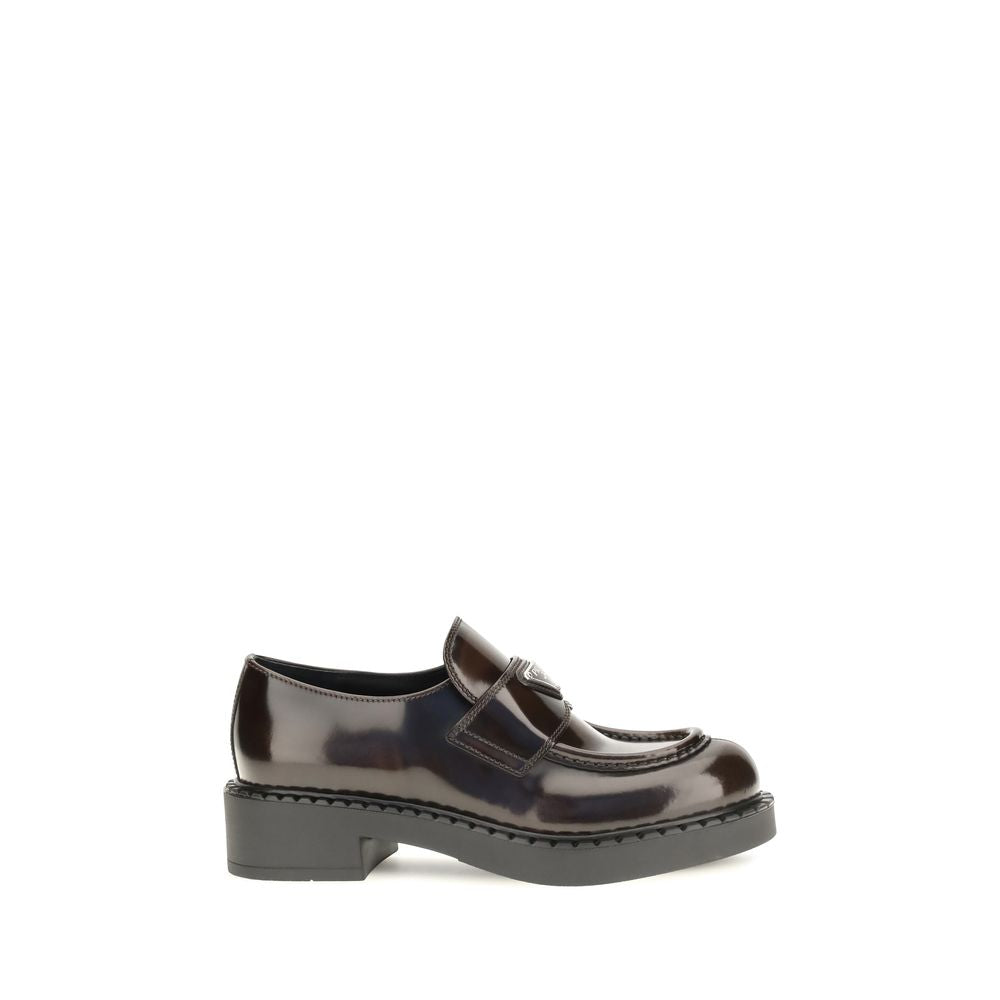 Prada Brown Calf Leather Bos Taurus Slip-On Loafers Prada