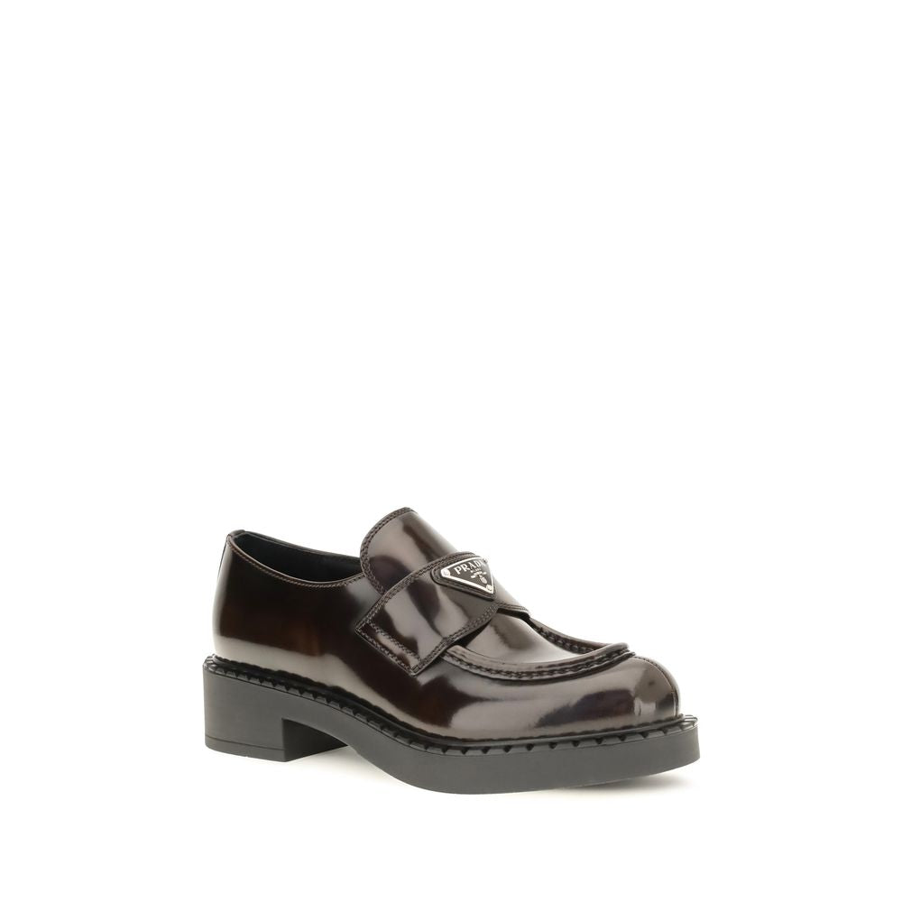 Prada Brown Calf Leather Bos Taurus Slip-On Loafers Prada