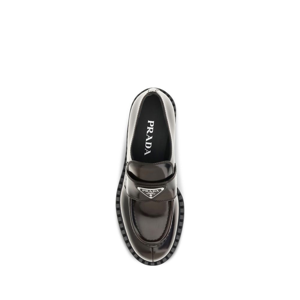 Prada Brown Calf Leather Bos Taurus Slip-On Loafers Prada