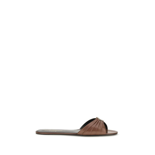 Saint Laurent Brown Calf Leather Bos Taurus Mules Saint Laurent