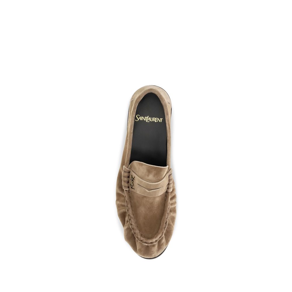 Saint Laurent Beige Calf Leather Bos Taurus Slip-On Loafers Saint Laurent
