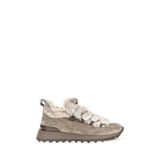 Brunello Cucinelli Gray Suede Leather Athletic Sneakers Brunello Cucinelli