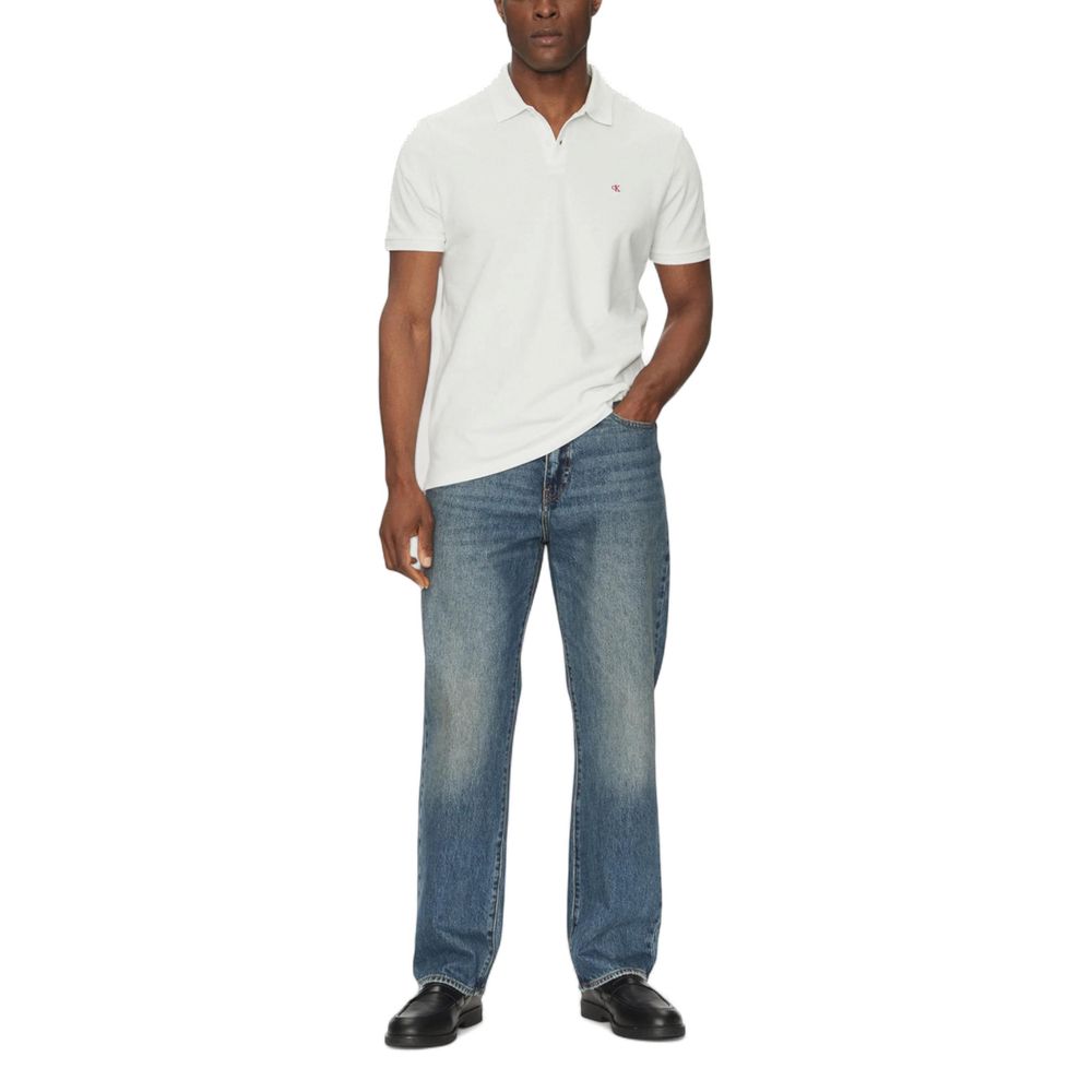 Calvin Klein Jeans White Cotton Polo Shirt Calvin Klein Jeans