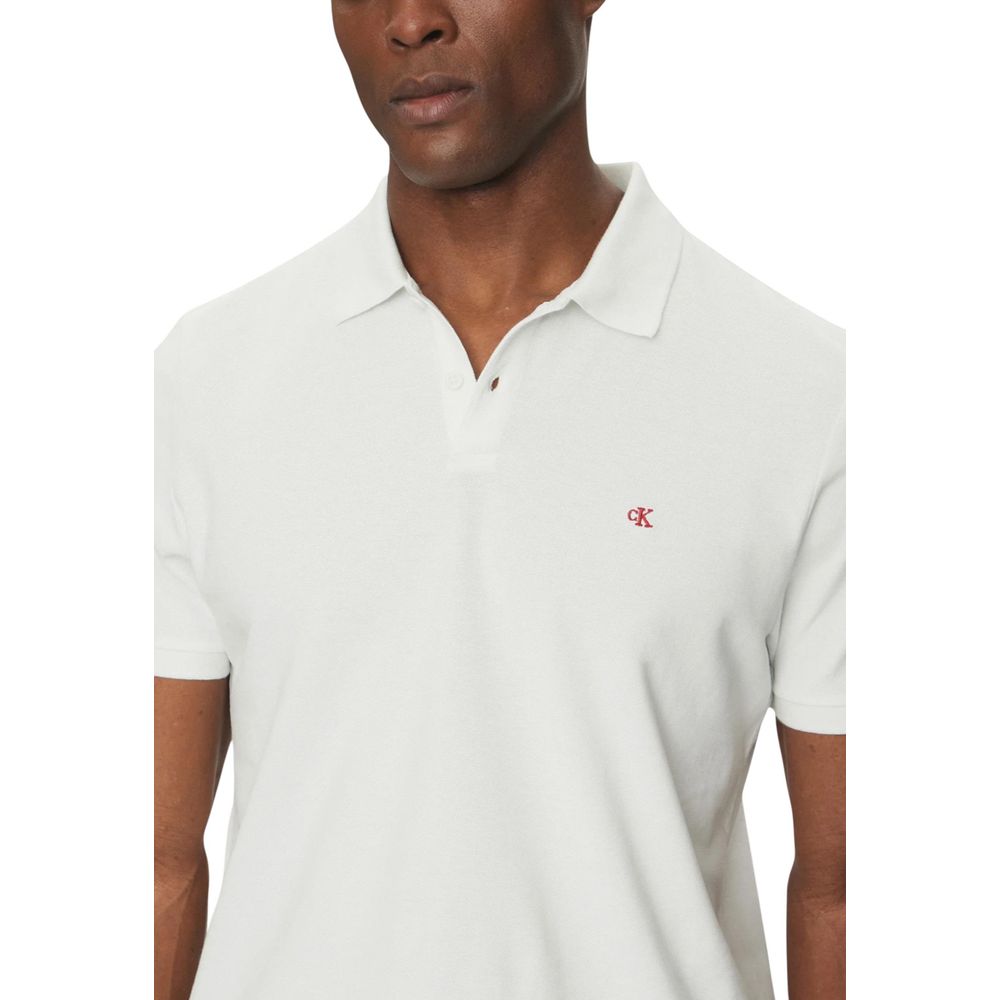 Calvin Klein Jeans White Cotton Polo Shirt Calvin Klein Jeans