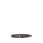Prada black calf leather Bos Taurus regular belt with silver buckle, stylish mens accessory on a plain background.