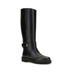 Valentino Garavani Black Calf Leather Bos Taurus Flat Boots Valentino Garavani