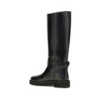Valentino Garavani Black Calf Leather Bos Taurus Flat Boots Valentino Garavani