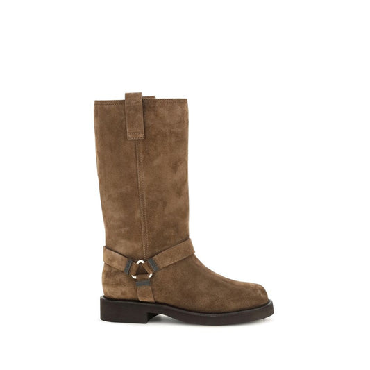 Brunello Cucinelli Brown Calf Leather Bos Taurus Flat Boots Brunello Cucinelli