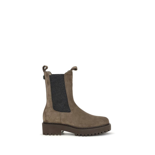 Brunello Cucinelli Brown Calf Leather Bos Taurus Ankle Boots Brunello Cucinelli
