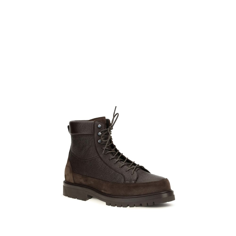 Brunello Cucinelli Brown Deer Lace-Up Boots Brunello Cucinelli