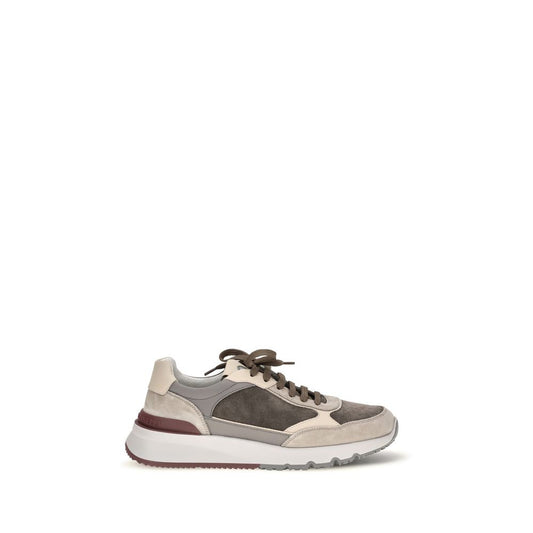 Brunello Cucinelli Gray Calf Leather Bos Taurus Chunky Sneakers Brunello Cucinelli