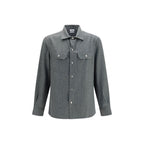 Brunello Cucinelli Gray Wool Oves Aries Dress Shirt