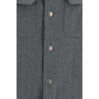 Brunello Cucinelli Gray Wool Oves Aries Dress Shirt